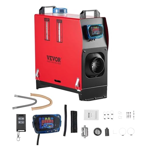 VEVOR Calentador de Aire Diésel CC 12-24 V 8 kW Consumo 0,18-0,36 L/h Calefacción de Estacionamiento 0-40 °C Ajustable con Control Remoto Interruptor LCD Tanque de 5 L para Camión, Barco, Caravana