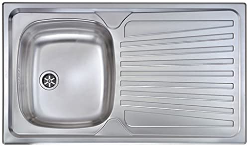 Lavello Cucina 1 Vasca Con Gocciolatoio Sx Inox 86 X 50 Cm - 011553.D1.01.2016