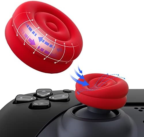 PlayVital Thumbs Cushion Caps Nakładki na Kciuki do ps5, dla ps4, Nakładkami Joysticka do Xbox Series X/S, do Xbox One, Elite Series 2, do Switch Pro Kontroler - Kosmiczna Czerwień & Czerń