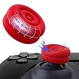 PlayVital Tapas para el Pulgar - Agarres de Joystick Antideslizantes para ps5/4, para Xbox Series X/S, para Xbox One/Elite Series 2, para Switch Pro, Thumbs Cushion Caps,Diseño Circular (Rojo Pasión)