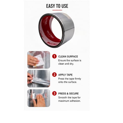 Image of Aluminum Repair Tape (2 inch x 10.5') | HVAC Sealing, Duct Repair, Heat Resist, Insulation, Metal Repair, Strong Hold, Easy Tear, Weather Res, Multi Use, Shop Ready