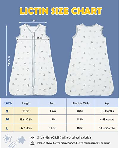 Lictin Baby Sleeping Bag 1.0 Tog Sleep Sack, 100% Cotton Baby Summer Sleeping Bag with Adjustable Length, Baby Wearable Blanket Unisex Toddler Newborn Sleep Bag 18-36 Months, White - Image 3