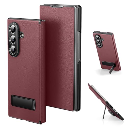 Image of for Samsung Galaxy Z Fold 8 Ultra Magnetic Flip Folding Case, Multi-Angle Bracket, High Classy Luxurious Business Leather, Full Body Hinge Protective Slim Cover.(Wine)