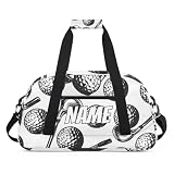 Zestdesign Custom Golf Ball Duffel Bag For Women Men, Personalized Watercolor Black Sport Gym Duffel Bag With Name Travel Weekender Overnight Bags