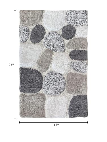 The Beer Valley 50842 Pebble Stone Bath Rug Set Of 2- Light Grey, 100% Cotton Non Slip Bathroom Mat, Machine Washable Accent Rugs, Kitchen Living Room Entrway Rugs- 21X32 & 17X24 Inches thumb #1