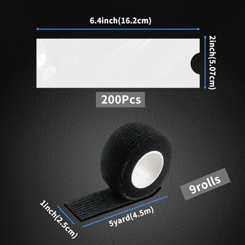 EZ Tattoo Machine Covers with Grip Tapes - 9PCS (1inch x 5 Yard) Grip Wrap with 200pcs (2.4 inch X 7 inch) Disposable Pen Covers - Image 2