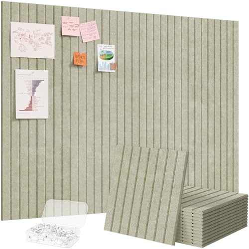Lifewit 120 x 90 cm Filz Pinnwand Selbstklebend 12 Pack Pinnwand Kork Alternative Dekorative Vision Board Fotowand Pin Board Memoboard mit 50 Stück Pinnnadeln für Büro Kinderzimmer Salbeigrün