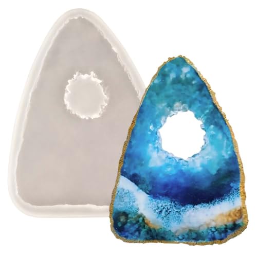 Geode Planchette Resin Mold Druzy Agate Coaster Epoxy Polymer Clay Casting Kit 4.9x3.7inch