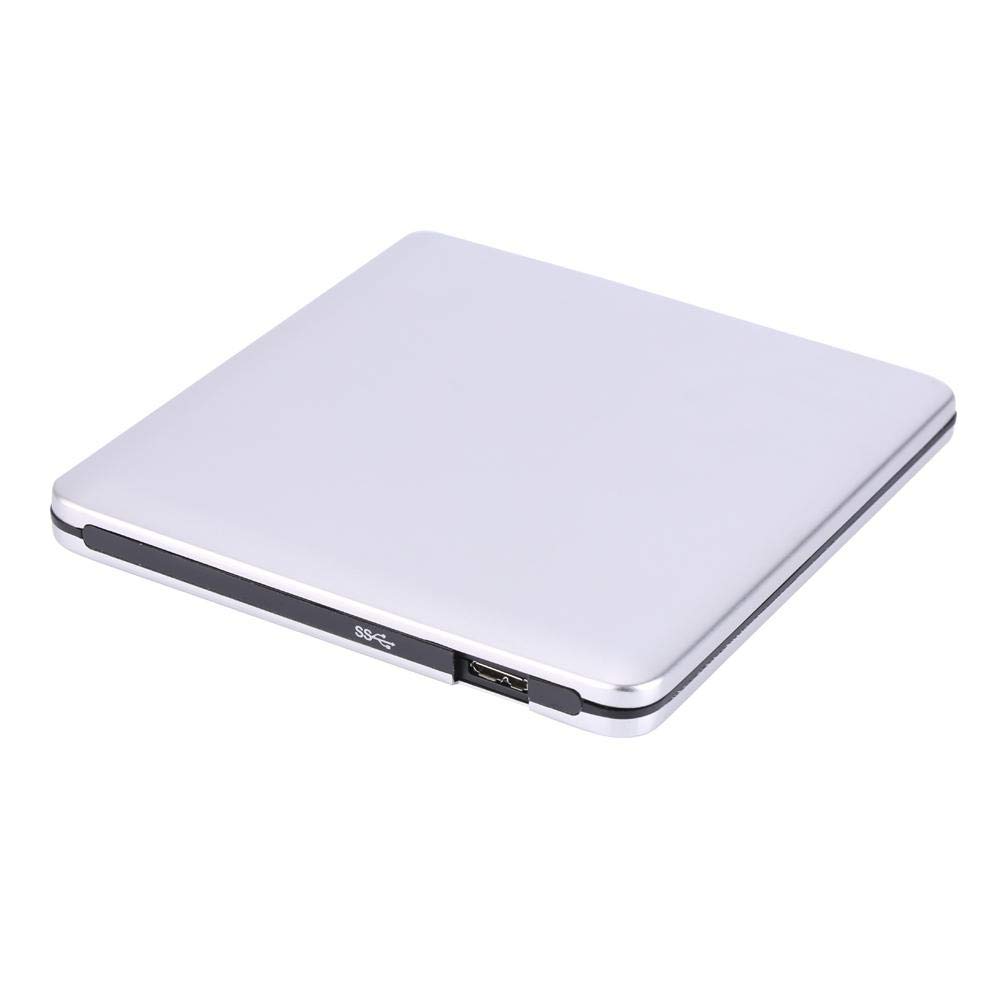 PUSOKEI Externes DVD-Laufwerk USB 3.0 DVD/CD-RW Brenner Slim für Laptop Desktop Silber