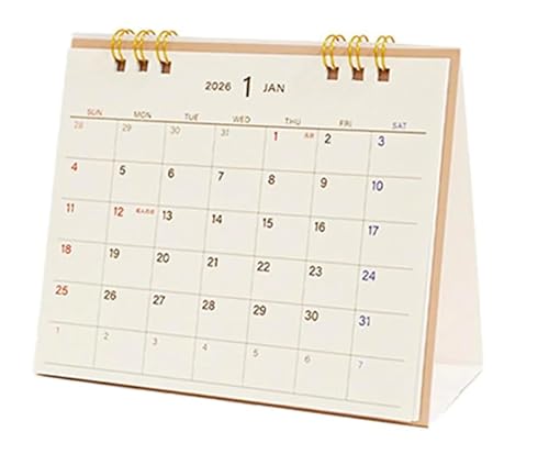2026 カレンダー 卓上 A6サイズ シンプル ナチュラル デスク 自立 卓上 日曜始まり 暖かみ シンプル 学校 オフィス 机 ビジネス 11×14cm