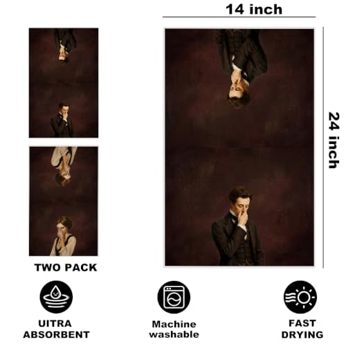 Image of Funny Bathroom Hand Towels, Vintage mid century Style Hand Towel | 2 Pcs Black and White Humor Classical Toilet Bad Smell Waffle Weave Absorbent Hand Towel, Amusing Lady Man Gifts 24x14 Inch