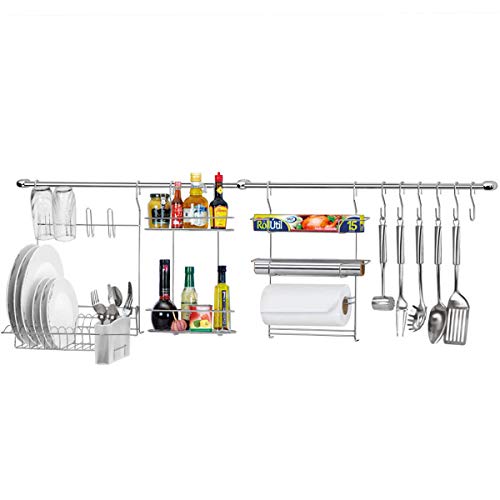 Conjunto Cozinha Escorredor de Louças Porta Rolos Prateleira