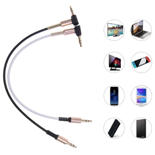Cable AUX 3.5mm macho a macho 25cm ángulo 90 grados miniatura 2