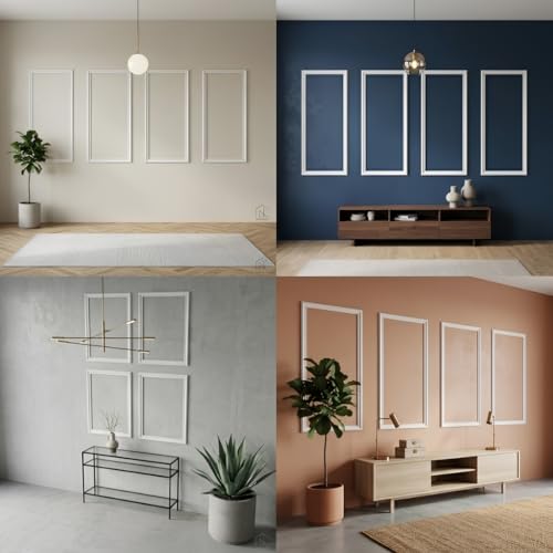 Image of WPC Charcoal Wall Moulding, 5x2 Ft| Self Adhesive Peel & Stick Wall Trim Panel | Border Strip for Living Room, Bedroom, TV Wall & Interior Decor (Set of 3 Frames)
