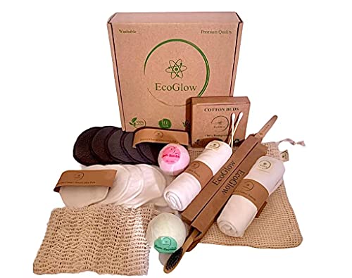 Eco-Friendly Reusable Bamboo Make Up Remover and Care Gift Set - Makeup Pads Toothbrush Plastic Free Vegan Friendly Biodegradable Product for Women