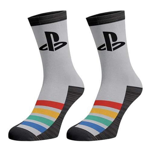 Bioworld PlayStation Men's Console Controller Logo Designs 3-Pack Mid-Calf Adult Crew Socks Shoe Size 8-122