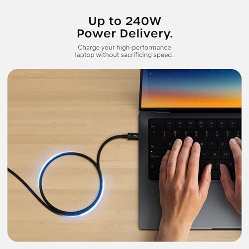 Image of Satechi Certified Thunderbolt 5 Cable, 240W PD, 120Gb /s Data, Dual 8K@60Hz, Triple 4K@144Hz, Braided Thunderbolt 5 /4 /3, Compatible USB-C Cable for iPhone 17, MacBook Air /Pro /Neo, Laptops | 120 Gb /s data, dual 8K /60Hz, triple 4K /144Hz, braided design, fits iPhone 17, MacBook Air /Pro /Neo