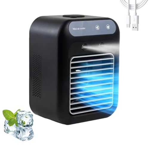 Glacier Breeze Portable Ac Unit, 2025 New Glacier Breeze Portable Air Conditioner Fan Instant Cooling, 2 Speeds, Ultra-Quiet, Evaporative Cooler Portable A/C Keep Cooling This Summer (Black)
