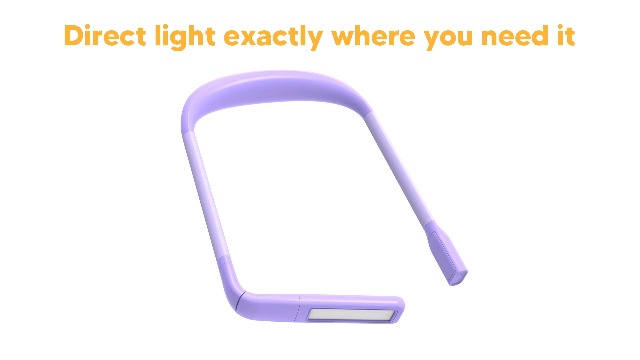 Image of Back to School Supplies Reading Light: Purple Gifts Neck Light with Storage Case for Book Lovers Knitters Crafters, 10-80Hrs Eye-friendly Rechargeable Book Reading Lamp Knitting Crochet Craft Light