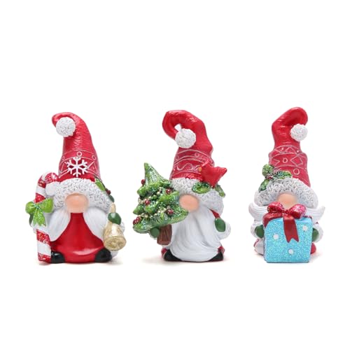 Hodao 3 Set of Joyful Christmas Elves Christmas Scandinavian Tomte Gnomes Figurines Christmas Decorations for Home Winter Holiday Decor Xmas Handmade Gifts