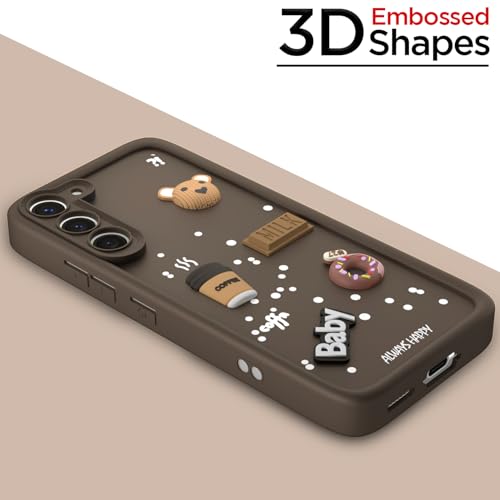 Image of Pikkme Back Cover for Samsung Galaxy S23 5G | Cute Fun Cartoon 3D Bear Silicone Full Body Protection Bumper Cover (Brown)