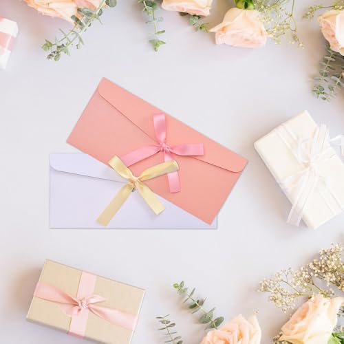 oupados 10 Stücke Farbige Kuverts Geschenkkarten Briefumschläge Umschläge Mit Bändern für Party-Geschenkkarten Thanksgiving Weihnachten Geburtstags-Hochzeitseinladungen Einladungsgrußkarten 22×11cm