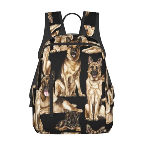 Sac à dos berger allemand noir de taille unique pour voyage léger et travail