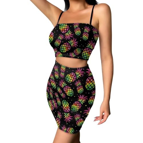 Image of 2025 Sexy Spaghetti Strap Crop Tops and Bodycon Skirt Casual 2 Piece Set S-4XL