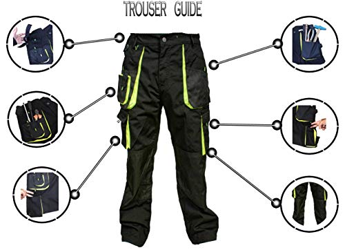 Juicy Trendz Men Work Pants Heavy Duty Tactical Utility Cargo Trousers Combat Safety Pant Cordura Knee Pad Pockets Work Wear Black #TOP2