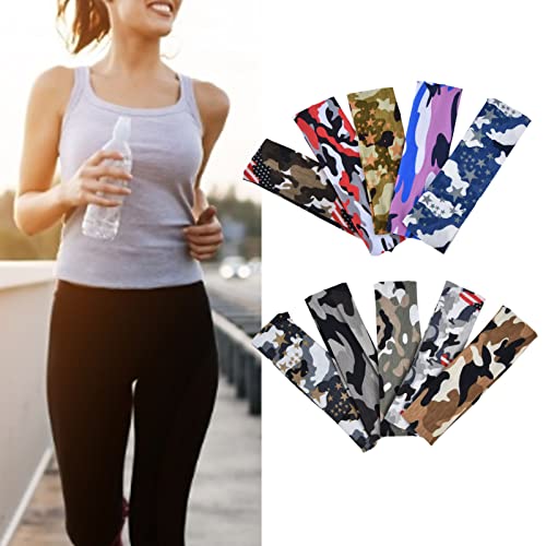 Tiara de corrida masculina, 10 peças, faixa de cabeça esportiva, design elástico, tecido absorvente