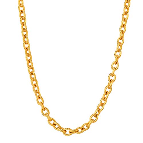 Gold Rope Chain 18K Real Gold Plated Diamond Cut Cable Link Necklace for Men Women Fashion Jewelry