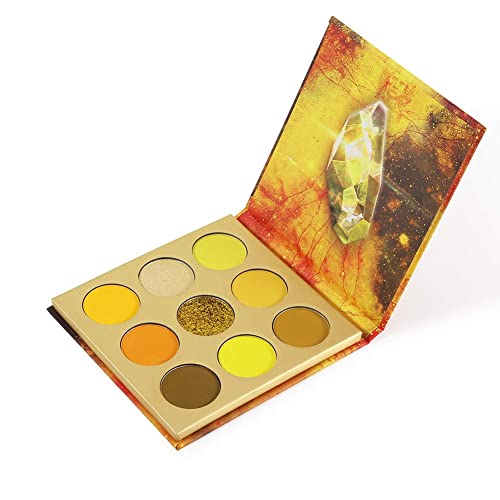 docolor Eyeshadow Palette 9Colors Yellow Eyeshadow Gemstone Shadow Palettes Highly Pigmented Mattes Shimmers Naked Smokey Glitter Cream Colorful Powder Blendable Long Lasting Waterproof Makeup Palette