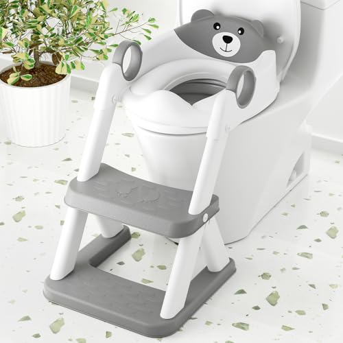 COOSEYA Toilet Seat, Potty Training Seat for Toddler, Upgraded 2-in-1 Potty Toilet Training for Boys and Girls,Waterproof Cushioned Mat with Non-slip Step Stool