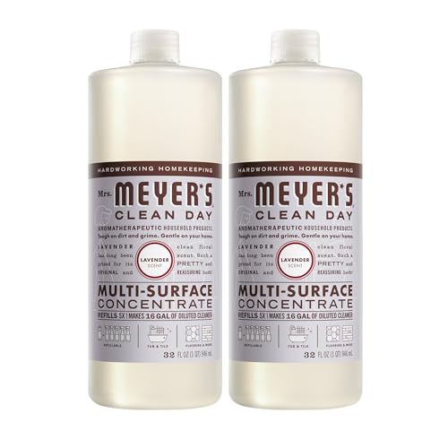 Image of MRS. MEYER'S CLEAN DAY Multi-Surface Everyday Concentrate, Lavender Scent, 32 Fl Oz Bottle - 2 Pack | Dilute with Water for Powerful Cleaner, Makes Up to 16 Gallons per Bottle, Removes Dirt and Freshens Surfaces