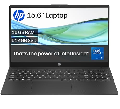 Image of HP 15.6" Laptop | Intel Core™ 5 120U Processor | 16 GB RAM | 512 GB SSD | Intel Graphics | FHD Anti-Glare Display | Windows 11 Home | Fast Charge | Jet Black | 15-fd0005sa