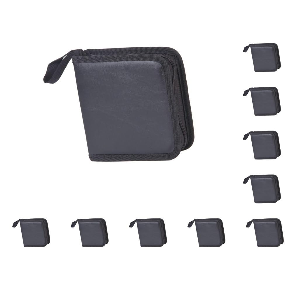 Lot de 10 étuis pour CD/DVD en cuir PU pour voiture, maison et voyage