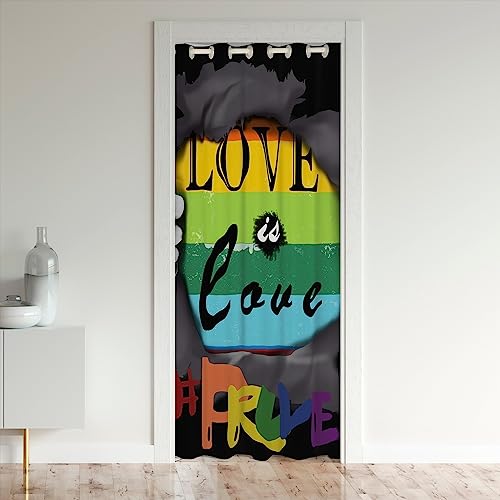 Rainbow Rideaux Interieur Salon Chambre pour l'amour est Amour Rideau de Porte 86x203cm pour Chambre Salon Pride Love Rideau Occultant Rideaux Multicolore Journée...