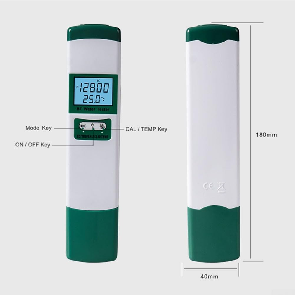 Tester di qualità dell'acqua BT98603, sale 5 in 1 per misuratore di temperatura SG per analisi della salinità della piscina e dell'acquario