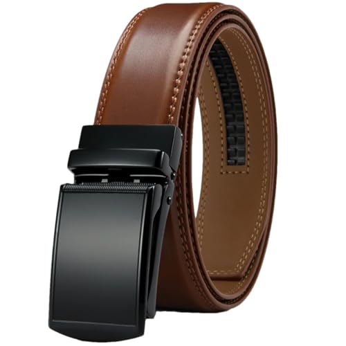 YTR6TW Mens Leather Belt Casual Fashion Trendy Automatic Buckle Ratchet Belts Men's Pants Waistband Belt