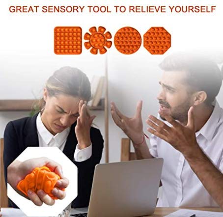 Image of LIVYU LIFE Push pop Bubble Fidget Toy, Stress Relief and Anti-Anxiety Tools Sensory Toy for Autism ADHD to Relieve Stress for Kids and Adults (Square-Orange)