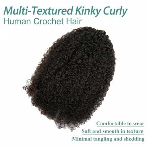 YWIGS Pre-Separated Human Crochet Hair – 100% Human Hair Crochet Hair Multi-Textured Kinky Curly, Knotless Crochet Human Hair Extensions NC 20" 100 Strands — view 5