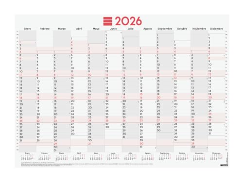 Finocam Gemischter Planer 2026, Jahresansicht Januar 2026 - Dezember 2026 (12 Monate), neutral Spanisch