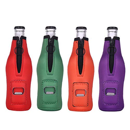 Music Boxing Machine for Adults 4-Pack Neoprene Bottle Coolers with Built-in Opener – Ideal for Camping, BBQ, Tailgating & Outdoor Activities for Sport Boxing Punching