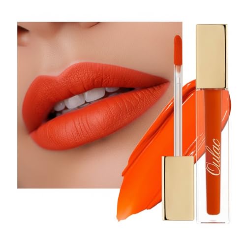 OULAC Encre à Lèvres Liquide Mate, Orange Rouge à lèvres Longue Tenue, Fini Mat, Couleur...