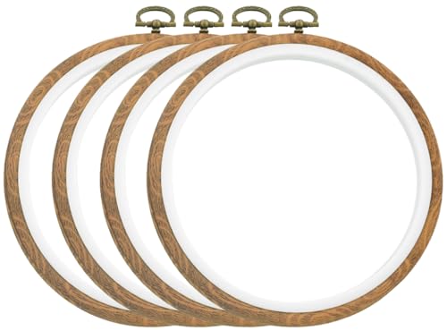 Image of Embroidery Hoop Frames by Celley, Vintage Faux Wood Design, 4 Pcs (5.9 Inches)