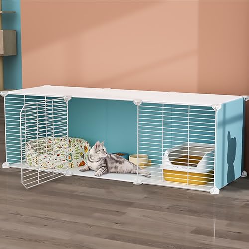 Enclos pour chats modulable d'intérieur et extérieur, cage grillagée 111x39x37 cm