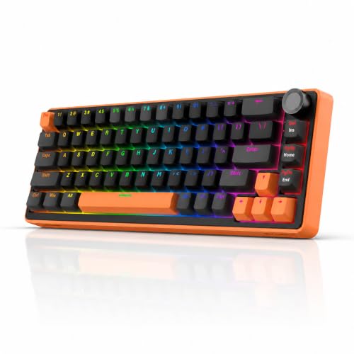 Image of KARNAGE by EVM Sentinel Wired Mechanical Gaming Keyboard - 65% |Gasket Mount, 5-Pin Hot Swap Pre-Lubed Outemu Red Switch |5-Layer Dampening, Per-Key 19 ARGB, NKRO, Software|2Yr Warranty (Orange Black)