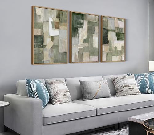 Shoci Large Framed Abstract Wabi Sabi Wall Art Neutral Light