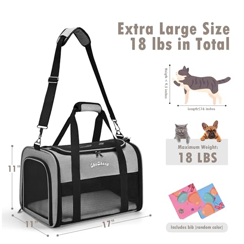 Airline Approved Pet Carrier for Cats & Small Dogs (Up to 18 Lbs) - Soft Sided Travel Carrier with Washable Pad (Grey) - Image 4