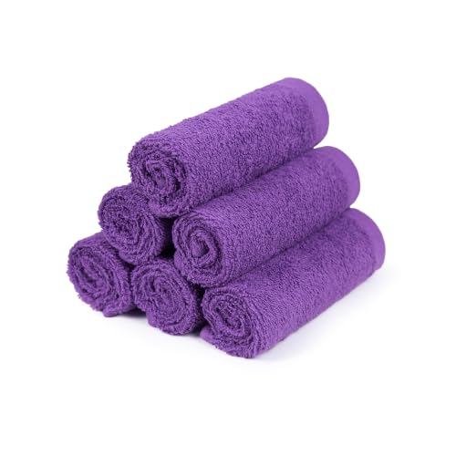 Image of MYTRIDENT Face Towel | Urban Comfort | Quick Drying | Travel Friendly | for Men /Women | 6 Pc Face Towel (30 cm x 30 cm) | 100% Cotton 450 GSM - Purple